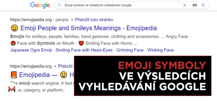 Emoji symboly ve výsledcích vyhledávání Google